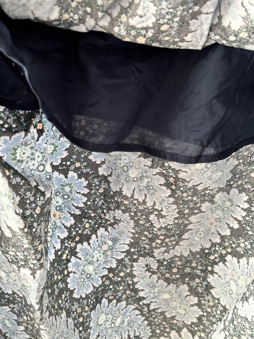 J. Crew Black and Light Blue Floral Midi/MAXI Skirt